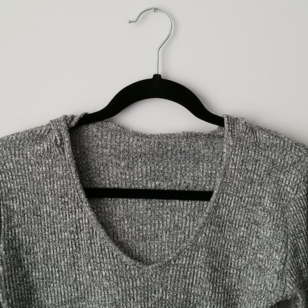 Gray Cropped Top with Hood